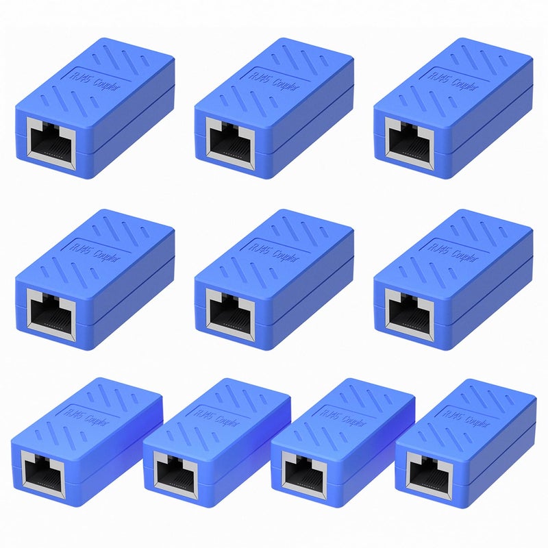 Dingsun RJ45 Coupler, Ethernet Extender Female to Female Ethernet Coupler for Cat7/ Cat6/ Cat5/ Cat5e (10Pack, Blue) - Image 1